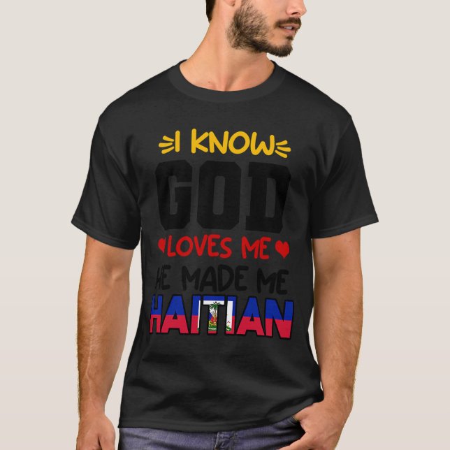 Camiseta Bandera haitiana de amor Orgullosa Ayiti Dios me c (Anverso)