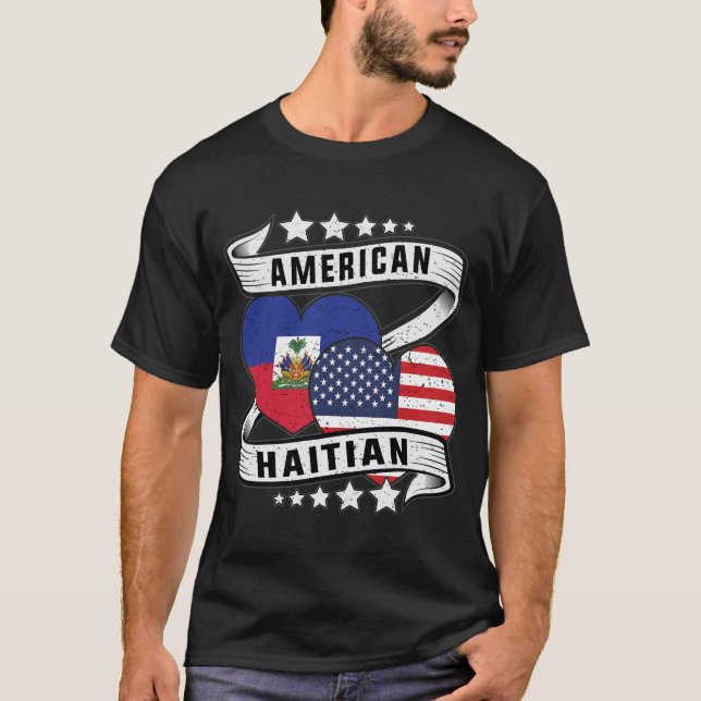 Camiseta Bandera haitiana norteamericana (Anverso)