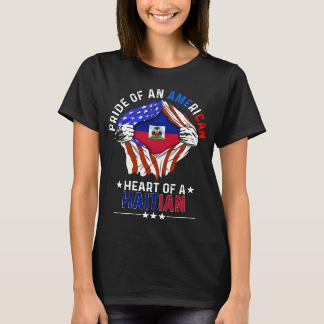 Camiseta Bandera haitiana norteamericana en el extranjero d (Anverso)