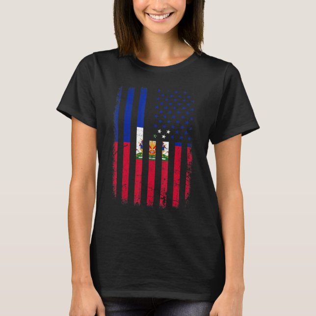 Camiseta Bandera haitiana norteamericana haitiana causa est (Anverso)