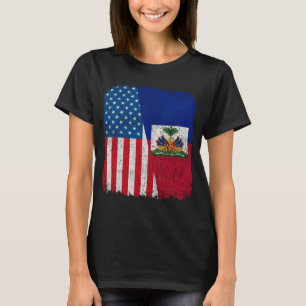 Camiseta Bandera Haitiano Americana Mitad USA Haití Orgullo