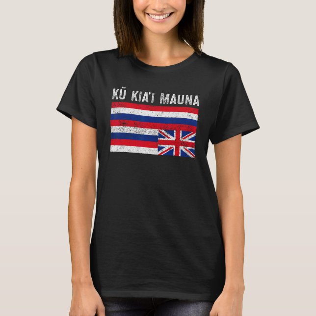 Camiseta Bandera hawaiana protesta, proteja a Mauna Kea, Ku (Anverso)