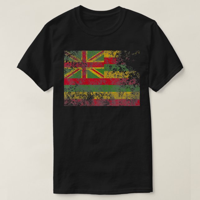 Camiseta Bandera Hawaii de Kanaka Maoli angustiada (Diseño del anverso)