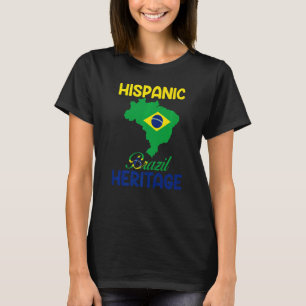 Camiseta Bandera Herencia Hispana Brasil Mapa Patrimonio La