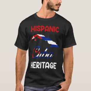 Camiseta Bandera Herencia Hispana Cuba Mapa Herencia Latino