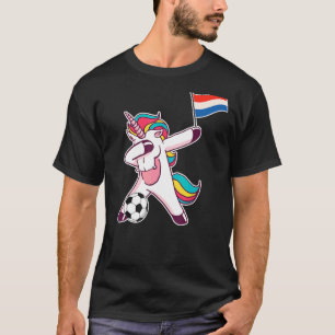 Camiseta Bandera holandesa neerlandesa Dabbing Unicorn