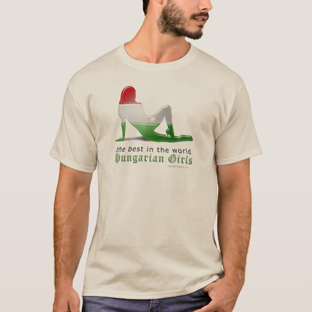 Camiseta Bandera húngara de la silueta del chica (Anverso)