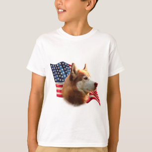 Camiseta Bandera Husky Siberiana (roja)