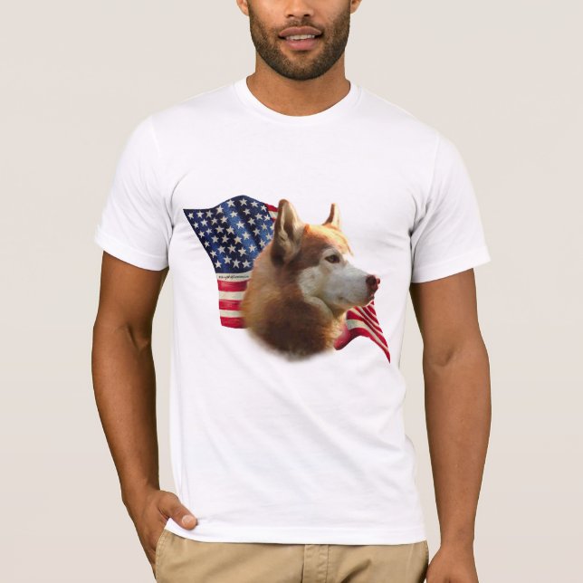 Camiseta Bandera Husky Siberiana Roja (Anverso)