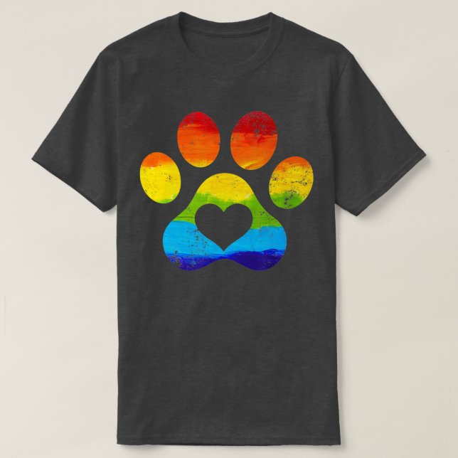 Camiseta Bandera impresa de la pata de perro arcoiris Mes d (Diseño del anverso)