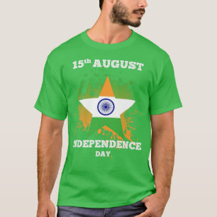 Camiseta Bandera india 15 de agosto Día del Orgullo feliz