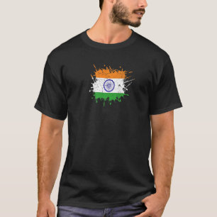 Camiseta Bandera india angustiada Splatter Hombres Mujeres