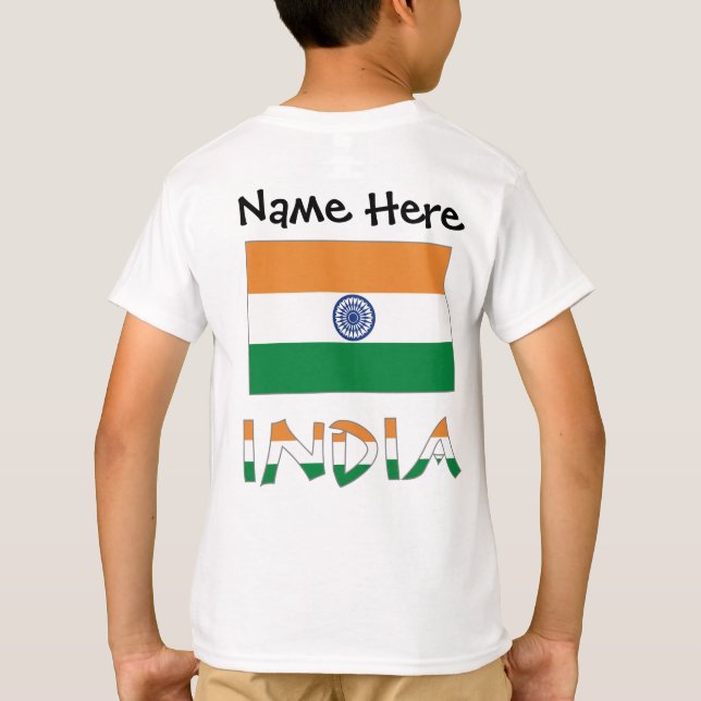 Camiseta Bandera india con tu nombre (Reverso)