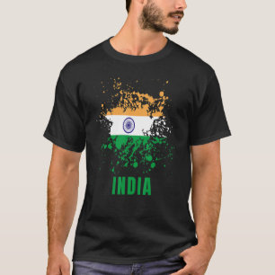 Camiseta Bandera india de colores de agua retro vintage de