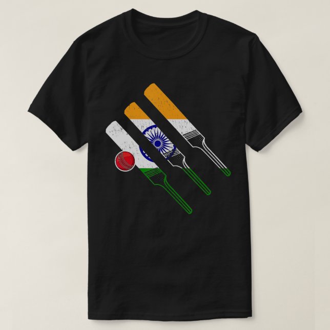 Camiseta Bandera india de críquet para un jugador de críque (Diseño del anverso)