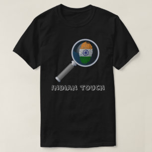 Camiseta Bandera india de la huella dactilar del tacto
