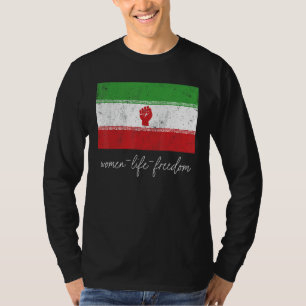 Camiseta Bandera iraní, hembra con apoyo de puños, mujeres