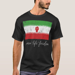 Camiseta Bandera iraní, hembra con apoyo de puños, mujeres 