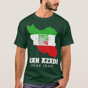 Camiseta Bandera iraní, Irán mapea IRÁN AZADI Liberar Irán,