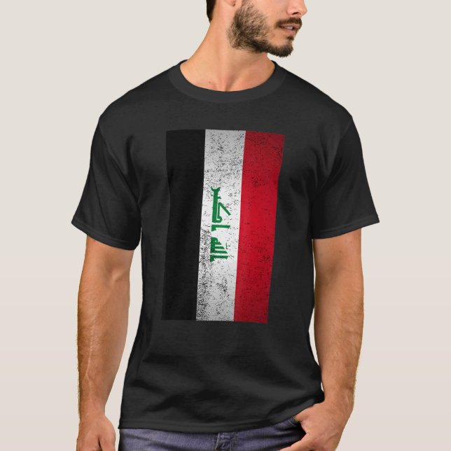 Camiseta Bandera iraquí ondulada retro Medio Oriente árabe  (Anverso)