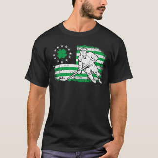 Camiseta Bandera irlandesa americana Hockey afortunado Día