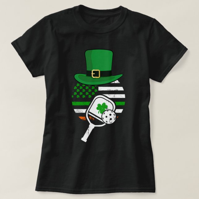 Camiseta Bandera irlandesa Americana Pickleball Shamrock Vi (Diseño del anverso)