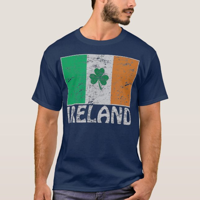 Camiseta Bandera irlandesa angustiada Shamrock Guay Hombres (Anverso)