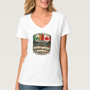 Camiseta Bandera irlandesa canadiense personalizada Ciudad 