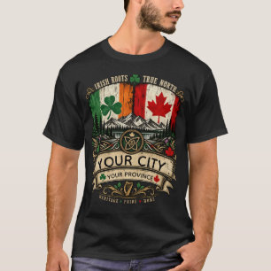 Camiseta Bandera irlandesa canadiense personalizada Ciudad 