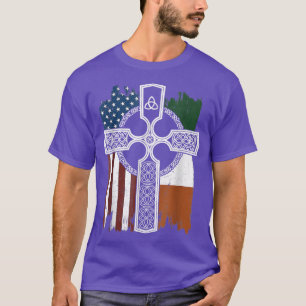 Camiseta Bandera Irlandesa Estadounidense Con Cruces Celtas