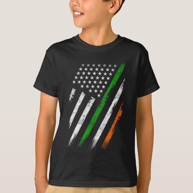 Camiseta Bandera irlandesa estadounidense Lucky St Patrick (Anverso)