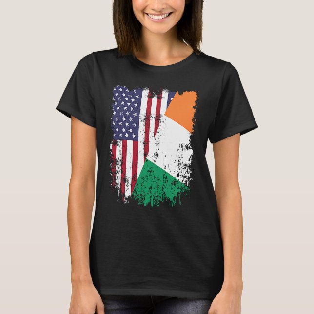 Camiseta Bandera irlandesa media estadounidense (Anverso)