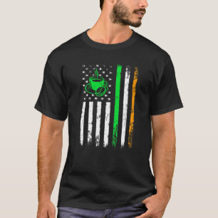 Camiseta Bandera irlandesa norteamericana de café Hombres d