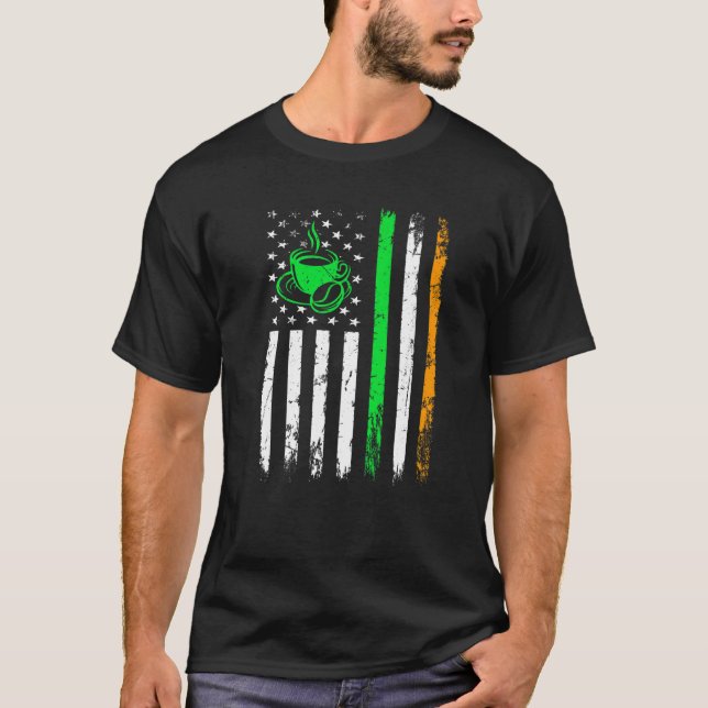 Camiseta Bandera irlandesa norteamericana de café Hombres d (Anverso)