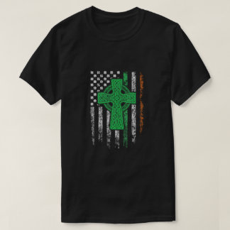 Camiseta Bandera irlandesa norteamericana de la Cruz Celta 