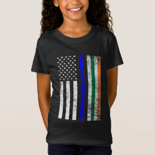 Camiseta Bandera irlandesa norteamericana delgada línea azu