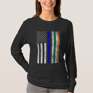 Camiseta Bandera irlandesa norteamericana delgada línea azu