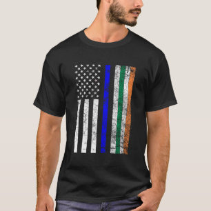 Camiseta Bandera irlandesa norteamericana delgada línea azu