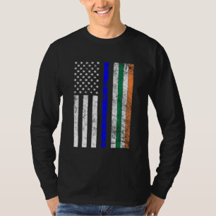 Camiseta Bandera irlandesa norteamericana delgada línea azu