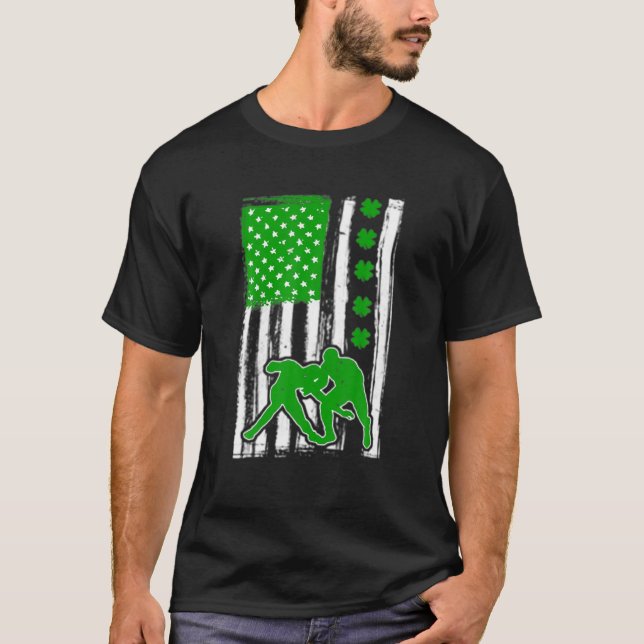 Camiseta Bandera irlandesa norteamericana luchando el Día d (Anverso)