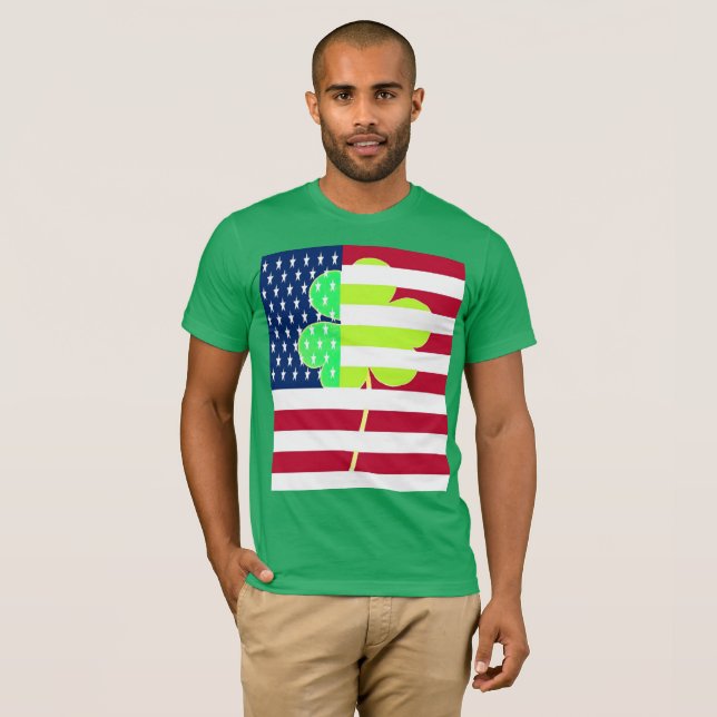 Camiseta Bandera irlandesa norteamericana Shamrock Clover S (Anverso completo)
