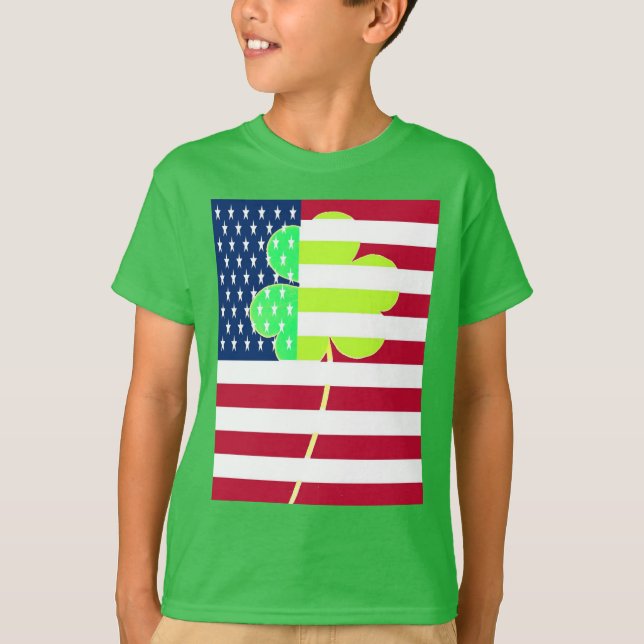 Camiseta Bandera irlandesa norteamericana Shamrock Clover S (Anverso)