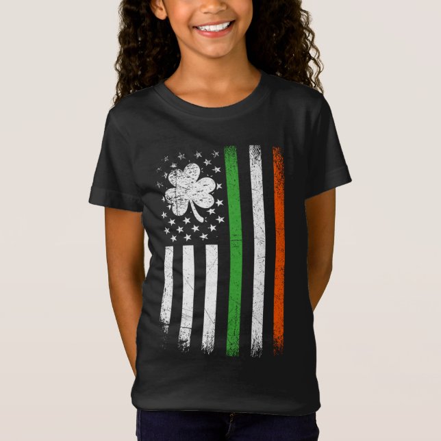 Camiseta Bandera irlandesa norteamericana Shamrock Flag St  (Anverso)