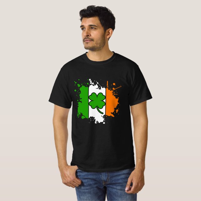 Camiseta Bandera irlandesa Shamrock St Patricks Day Black G (Anverso completo)