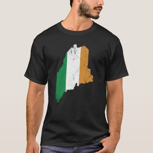 Camiseta Bandera irlandesa sobre Maine (Anverso)