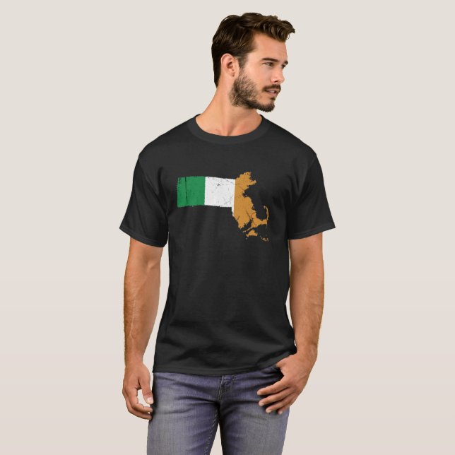 Camiseta Bandera irlandesa sobre Massachusetts (Anverso completo)