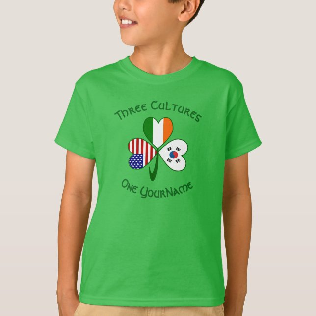 Camiseta Bandera irlandesa surcoreana estadounidense Shamro (Anverso)