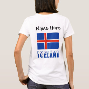 Camiseta Bandera islandesa Islandia Personalización negra