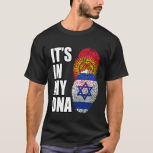Camiseta Bandera Israelí Y Kirguisa De La Mezcla De ADN