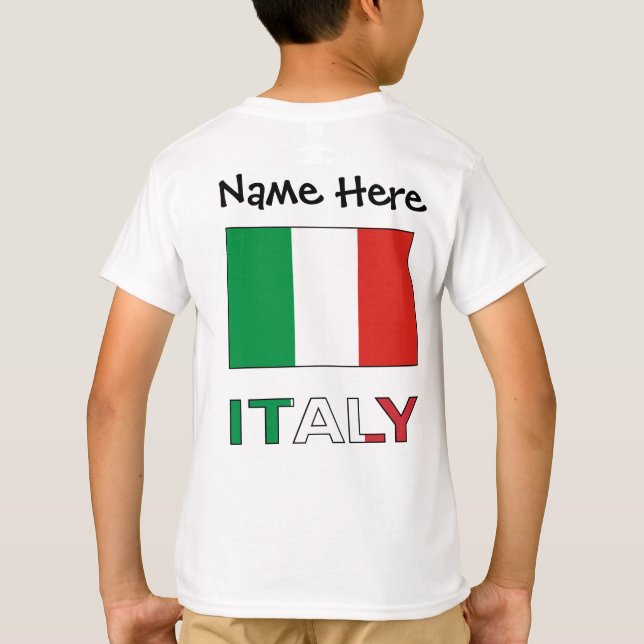 Camiseta Bandera italiana con su nombre (Reverso)